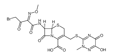 7-[4-bromo-2(Z)-methoxyimino-3-oxobutyramido]-3-[[2,5-(dihydro-6- hydroxy-2-methyl-5-oxo-as-triazin-3-yl)thio]methyl]-3-cephem-4-carboxylic acid Structure