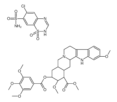 6-chloro-1,1-dioxo-4H-1λ6,2,4-benzothiadiazine-7-sulfonamide,methyl (1R,15S,17R,18R,19S,20S)-6,18-dimethoxy-17-(3,4,5-trimethoxybenzoyl)oxy-1,3,11,12,14,15,16,17,18,19,20,21-dodecahydroyohimban-19-carboxylate Structure