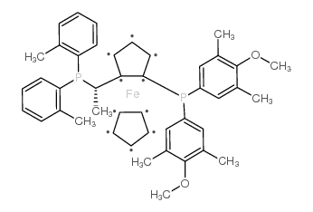 (S)-1-{(RP)-2-[双(4-甲氧基-3,5-二甲苯基)膦]二茂铁基}-乙基双(2-甲苯基)膦结构式