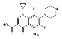 5-amino-1-cyclopropyl-6,8-difluoro-4-oxo-7-piperazin-1-ylquinoline-3-carboxylic acid结构式