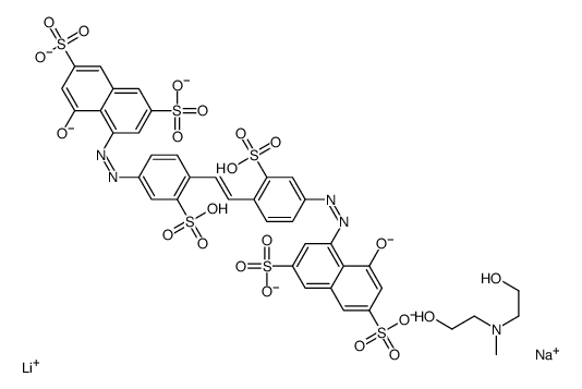 lithium,sodium,2-[2-hydroxyethyl(methyl)amino]ethanol,4-hydroxy-5-[[4-[(E)-2-[4-[(8-hydroxy-3,6-disulfonatonaphthalen-1-yl)diazenyl]-2-sulfonatophenyl]ethenyl]-3-sulfonatophenyl]diazenyl]naphthalene-2,7-disulfonate结构式