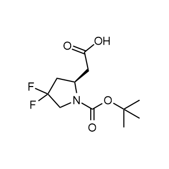 (R)-2-(1-(叔丁氧羰基)-4,4-二氟吡咯烷-2-基)乙酸结构式