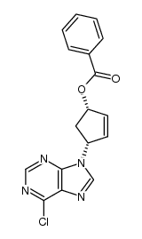 (1'R,4'S)-4'-benzoyloxy-1'-(6-chloro-9H-purin-9-yl)cyclopent-2'-ene结构式