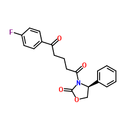 (4S)-3-[5-(4-氟苯基)-1,5-二氧代戊基]-4-苯基-2-恶唑烷酮结构式