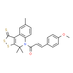 (2E)-3-(4-methoxyphenyl)-1-(4,4,8-trimethyl-1-thioxo-1,4-dihydro-5H-[1,2]dithiolo[3,4-c]quinolin-5-yl)prop-2-en-1-one结构式