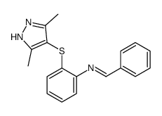 N-[2-[(3,5-dimethyl-1H-pyrazol-4-yl)sulfanyl]phenyl]-1-phenylmethanimine结构式