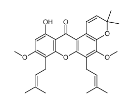 11-Hydroxy-5,9-dimethoxy-3,3-dimethyl-6,8-bis(3-methyl-2-butenyl)pyrano[3,2-a]xanthen-12(3H)-one结构式
