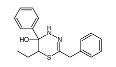 2-benzyl-6-ethyl-5-phenyl-4,6-dihydro-1,3,4-thiadiazin-5-ol Structure