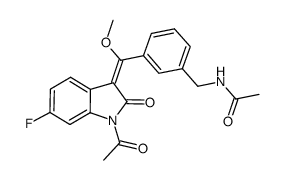 1-acetyl-3-[1-methoxy-1-(3-acetylaminomethylphenyl)methylene]-6-fluoro-2-indolinone结构式