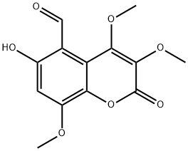 6-Hydroxy-3,4,8-trimethoxy-2-oxo-2H-1-benzopyran-5-carbaldehyde Structure