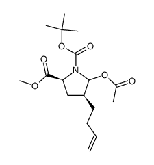 (2S,4S)-5-acetoxy-4-but-3-enylpyrrolidine-1,2-dicarboxylic acid 1-tert-butyl ester 2-methyl ester Structure