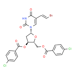 (2R,3S,5R)-5-(5-((E)-2-溴乙烯基)-2,4-二氧代-3,4-二氢嘧啶-1(2H)-基)-2-(((4-氯苯甲酰基)氧基)甲基)四氯苯-3-基4-氯苯甲酸酯结构式