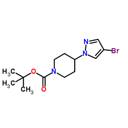 4-(4-溴吡唑-1-基)哌啶-1-甲酸叔丁酯结构式