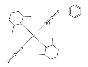 bis(2,6-dimethylpiperidine)di(thiocyanato-N)nickel(II)-benzene结构式