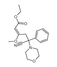ethyl (E)-δ-cyano-δ-phenyl-β-methoxy-δ-(4-morpholino)pent-2-enoate结构式