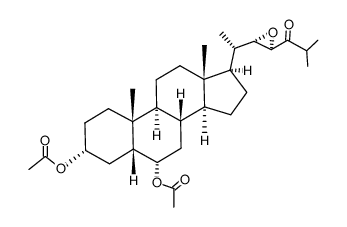 (22S,23R)-3α,6α-diacetoxy-22,23-epoxy-5β-cholestan-24-one结构式
