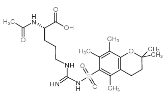 N2-乙酰基-N5-[[[(3,4-二氢-2,2,5,7,8-五甲基-2H-1-苯并吡喃-6-基)磺酰基]氨基]亚氨基甲基]-L-鸟氨酸结构式
