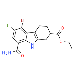 5-溴-8-氨基甲酰基-6-氟-2,3,4,9-四氢-1H-咔唑-2-甲酸乙酯结构式