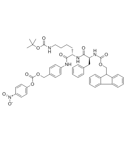 Fmoc-Phe-Lys(Boc)-PAB-PNP结构式
