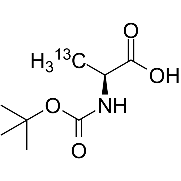 N-(叔丁氧羰基)-L-丙氨酸-3-13C结构式