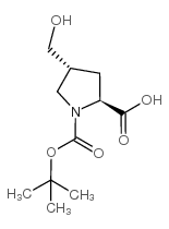 (2S,4R)-1-(叔丁氧基羰基)-4-(羟基甲基)吡咯烷-2-羧酸结构式