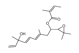 2-Methyl-2-butenoic acid 1-(3,3-dimethyloxiranyl)-7-hydroxy-3,7-dimethyl-3,5,8-nonatrienyl ester Structure
