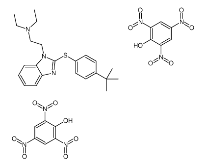 2-[2-(4-tert-butylphenyl)sulfanyl-3H-benzimidazol-1-ium-1-yl]ethyl-diethylazanium,2,4,6-trinitrophenolate Structure