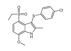 3-[(4-氯苯基)硫代]-4-(乙基磺酰基)-7-甲氧基-2-甲基-1H-吲哚结构式