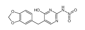 5-(1,3-benzodioxol-5-ylmethyl)-2-(nitroamino)-1H-pyrimidin-4-one结构式