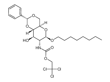 octyl 4,6-O-benzylidene-2-deoxy-2-[[(2,2,2-trichloroethoxy)carbonyl]amino]-β-D-glucopyranoside结构式