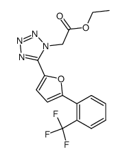 ethyl 2-(5-(5-(2-(trifluoromethyl)phenyl)furan-2-yl)-1H-tetrazol-1-yl)acetate结构式