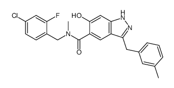 5-[N-(4-chloro-2-fluorobenzyl)-N-methylaminocarbonyl]-3-(3-methylbenzyl)-6-hydroxy-1H-indazole Structure