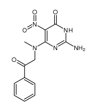 2-amino-6-[methyl(2-oxo-2-phenylethyl)amino]-5-nitro-4(3H)-pyrimidinone结构式