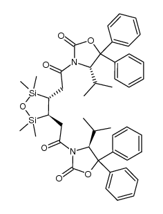 (4S,4'S)-3,3'-(2,2'-((3R,4R)-2,2,5,5-tetramethyl-1,2,5-oxadisilolane-3,4-diyl)bis(acetyl))bis(4-isopropyl-5,5-diphenyloxazolidin-2-one)结构式