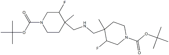 di-tert-butyl 4,4'-azanediylbis(Methylene)bis(3-fluoro-4-Methylpiperidine-1-carboxylate)结构式