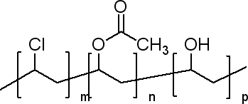乙酸乙烯酯与氯乙烯和乙烯醇的聚合物结构式