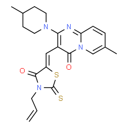 (Z)-3-allyl-5-((7-methyl-2-(4-methylpiperidin-1-yl)-4-oxo-4H-pyrido[1,2-a]pyrimidin-3-yl)methylene)-2-thioxothiazolidin-4-one结构式