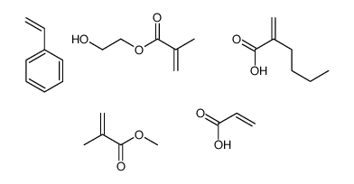 2-甲基-2-丙烯酸-2-羟乙酯与2-丙烯酸丁酯、乙烯基苯、2-甲基-2-丙烯酸甲酯和2-丙烯酸的聚合物结构式