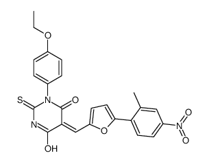 1-(4-ethoxyphenyl)-5-[[5-(2-methyl-4-nitrophenyl)furan-2-yl]methylidene]-2-sulfanylidene-1,3-diazinane-4,6-dione结构式
