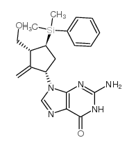 2-amino-9-[(1S,3R,4S)-4-[dimethyl(phenyl)silyl]-3-(hydroxymethyl)-2-methylidenecyclopentyl]-3H-purin-6-one Structure