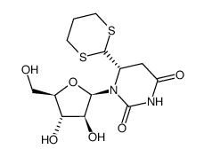 5,6-dihydro-6-(S)-(1,3-dithian-2-yl)-1-β-D-arabinofuranosyluracil结构式