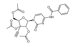 1-[2,3,5-tri-O-acetyl-3-C-ethynyl-β-D-ribo-pentofuranosyl]-4-N-benzoylcytosine结构式