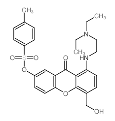 9H-Xanthen-9-one, 1-((2-(diethylamino)ethyl)amino)-4-(hydroxymethyl)-7-(((4-methylphenyl)sulfonyl)oxy)- Structure