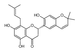 [S,(-)]-2-(2,2-Dimethyl-7-hydroxy-2H-1-benzopyran-6-yl)-5,7-dihydroxy-8-(3-methyl-2-butenyl)-2H-1-benzopyran-4(3H)-one结构式