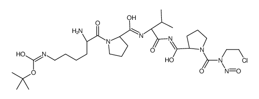 tert-butyl N-[(5S)-5-amino-6-[(2S)-2-[[(2S)-1-[[(2S)-1-[2-chloroethyl(nitroso)carbamoyl]pyrrolidine-2-carbonyl]amino]-3-methyl-1-oxobutan-2-yl]carbamoyl]pyrrolidin-1-yl]-6-oxohexyl]carbamate结构式