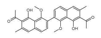1,1'-(8,8'-dihydroxy-1,1'-dimethoxy-6,6'-dimethyl-2,2'-binaphthalene-7,7'-diyl)bisethanone结构式
