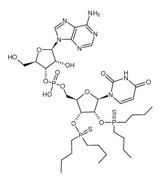 2',3'-O-bis-di-n-butylphosphinothioyluridylyl-(5'-3')-adenosine结构式