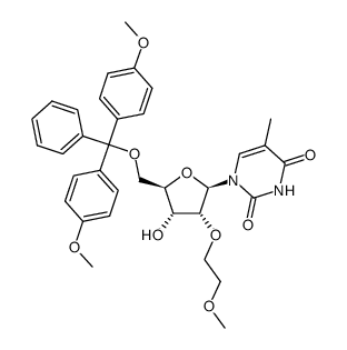 5'-O-[双(4-甲氧基苯基)苯基甲基]-2'-O-(2-甲氧基乙基)-5-甲基尿苷结构式