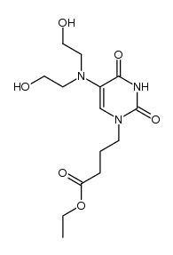 ethyl 4-[5-bis(2-hydroxyethyl)amino-2,4-(1H,3H)pyrimidinedione]butanoate结构式