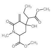 4-Piperidineaceticacid, a-ethyl-4-hydroxy-6-(methoxycarbonyl)-1-methyl-3-methylene-2-oxo-,methyl ester结构式